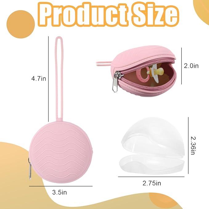 2 Pack Pacifier Holder Case, BPA-Free Silicone Portable Pacifier Case Holder Pouch for Baby Boys & Girls, Travel Storage Container for Newborn, Diaper & Strollers(Pink/Purple)