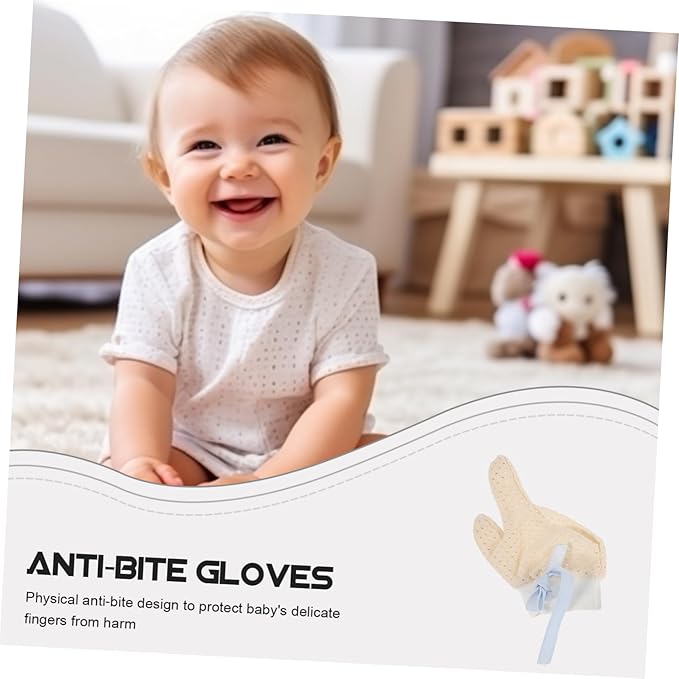 DECHOUS 1 Pair Mittens for Protective Gloves Grip Thumb Guard Protector Thumb Guard Teething Deterrent Pediatric Stop Biting Anti Cotton Yarn Sky-Blue