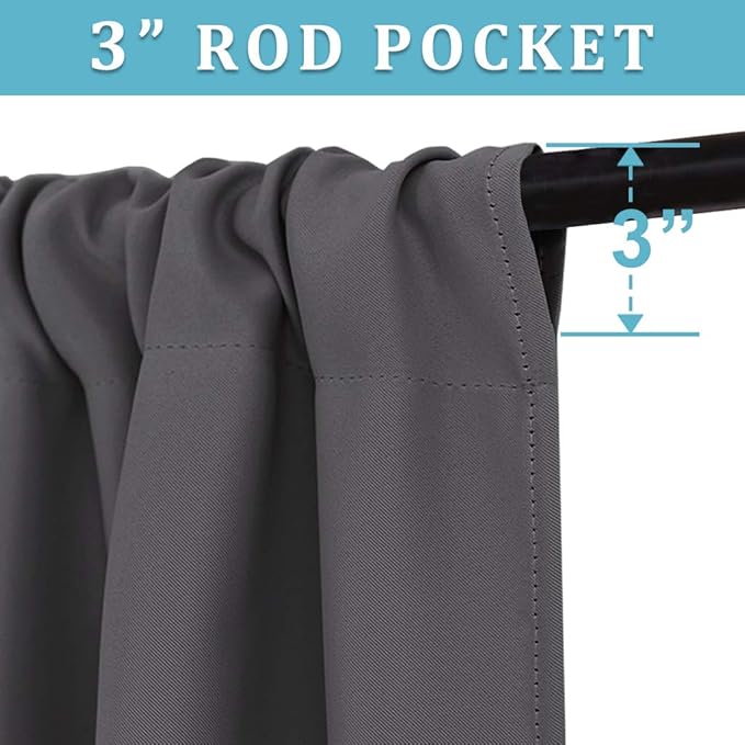 RYB HOME Cafe Blackout Curtains 24 inch Length, RV Curtains for Camper Windows, Mini Short Small Insulating Light UV Heat Blocking Privacy Half Window Tiers, Width 42 by Length 24, Grey, 2 Panels