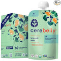 Cerebelly Organic Baby Food Pouches, Broccoli Pear Purees, 16 Nutrients, No Added Sugar, Fiber & Non-GMO, 4oz, 12 Pack