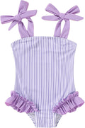 Happy Town Toddler Swimsuit Girl Solid Color Stripe One-Piece Baby Bathing Suits