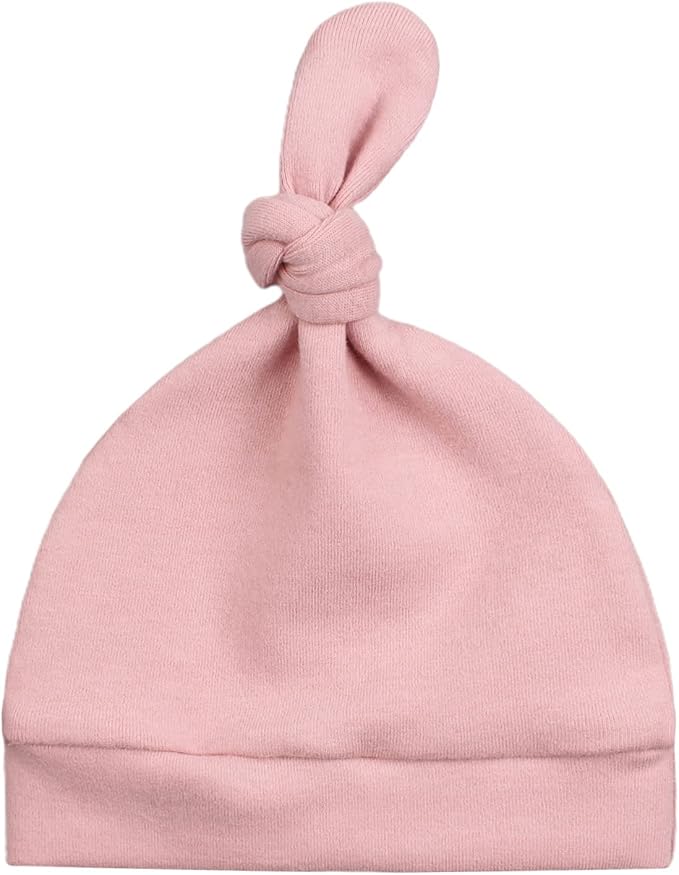 JANGANNSA Newborn Baby Hat Infant Baby Boys Beanie Top Knot Stretchy Hats for Girls 100% Organic Cotton