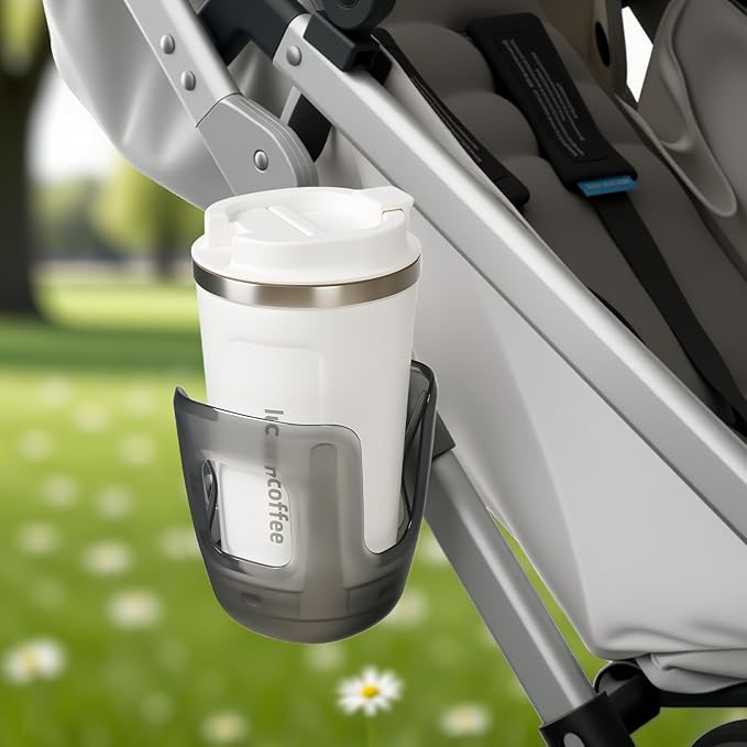 Stroller Cup Holder Fits for UPPAbaby Vista/Vista V2/Vista V3/Cruz/Cruz V2/Cruz V3/Minu/Minu V2/Minu V3/Minu Duo, Holds Different Drink Sizes, One-Hand Quick Install/Remove, Folds with Stroller