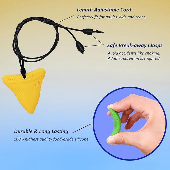 Chew Necklace for Kids Adults, Silicone Chew Toys for Kids Boys Girls with Anxiety Autism ADHD SPD Needs, Autism Sensory Necklaces for Chewing - 6 Pack