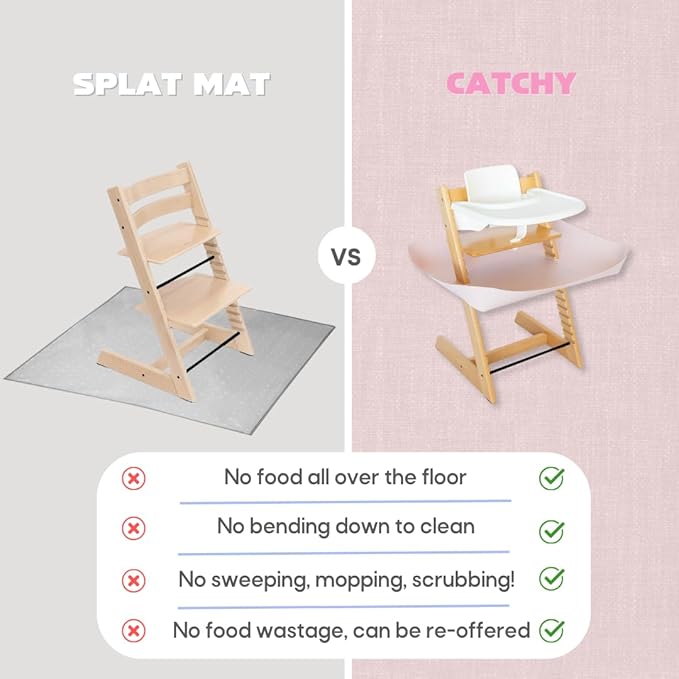 CATCHY -Food Catcher-Compatible with Stokke Tripp Trapp High Chair +11 Other High Chairs-Highchair Sold Separately-Baby & Toddler Food & Mess Catcher-Premium Linen Inspired -Under High Chair Accessory