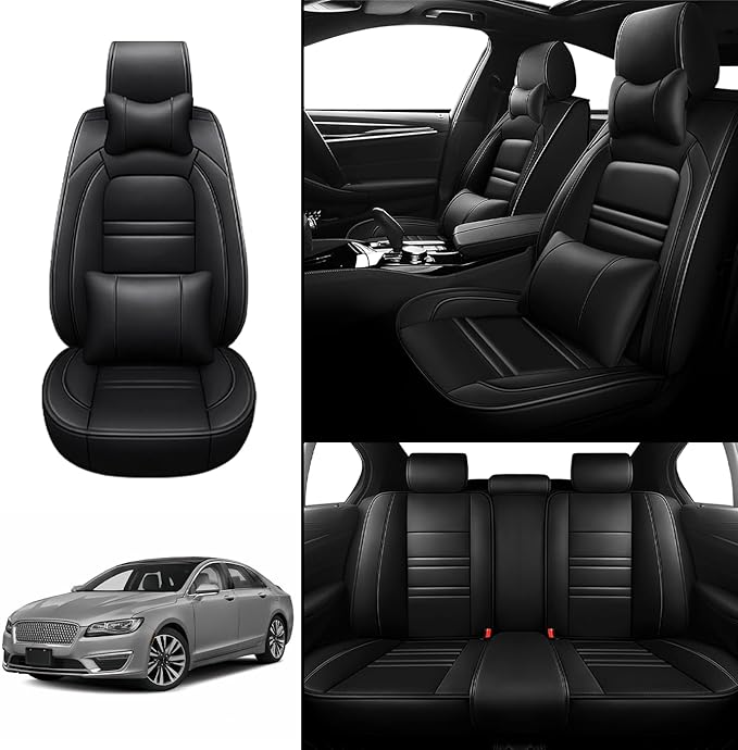 Car Seat Covers for Lincoln mkz 2011-2020 | 5-Seats Seat Covers, Waterproof Seat Protectors, Automotive Seat Covers (Full Set with Pillow,Black)