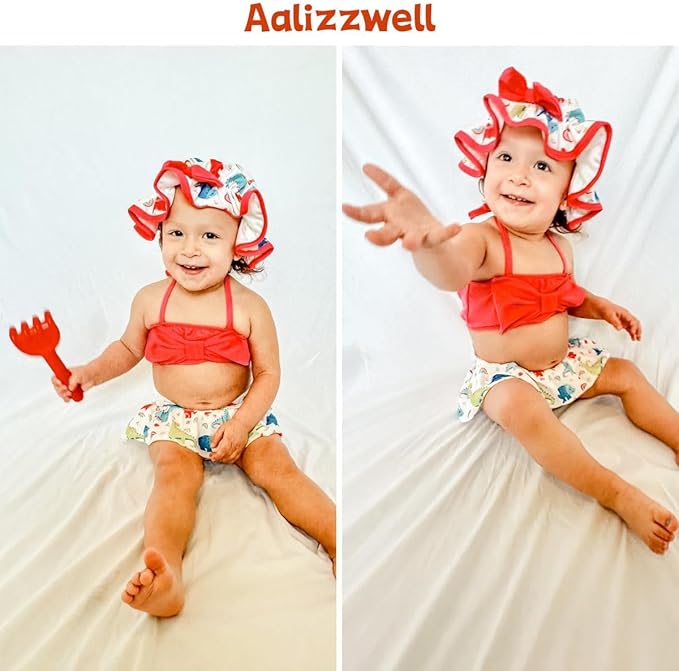 Aalizzwell Baby Girl 2-Piece Bikini Swimsuit with Hat