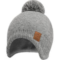 Baby Beanies, Baby Hats for Boys, Girls - Cute Toddler Winter Hat, Soft & Stretchy Beanies for Infant, Newborn 6-36 Months, Cozy & Warm with Earflap Muff & Pom (Gray)
