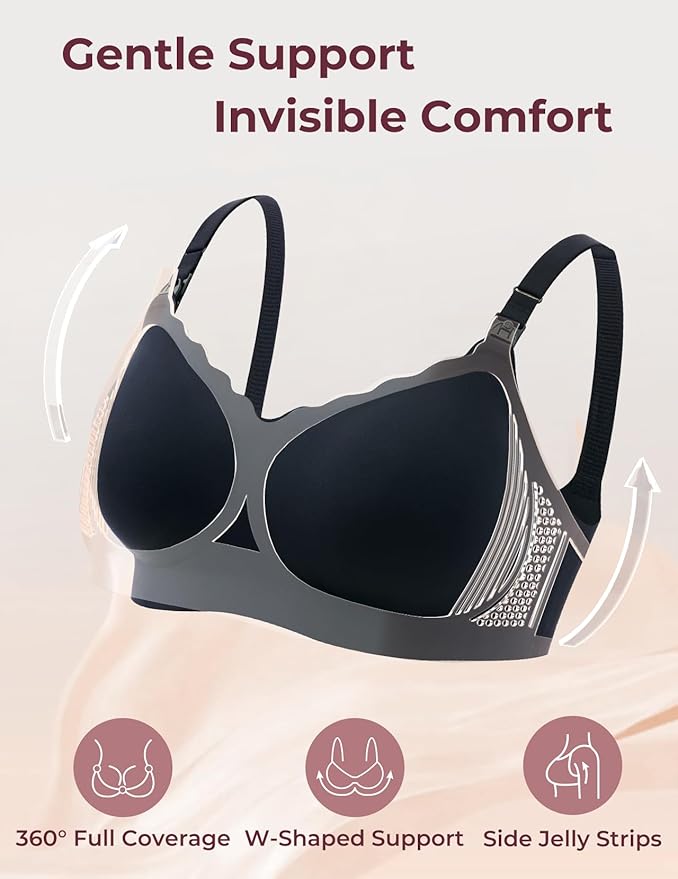 Momcozy 4-in-1 Pumping Bra Hands Free for All-Day Wear, Breast Pump Bra with Cooling Fabric Jelly Strip Support Nursing Bra