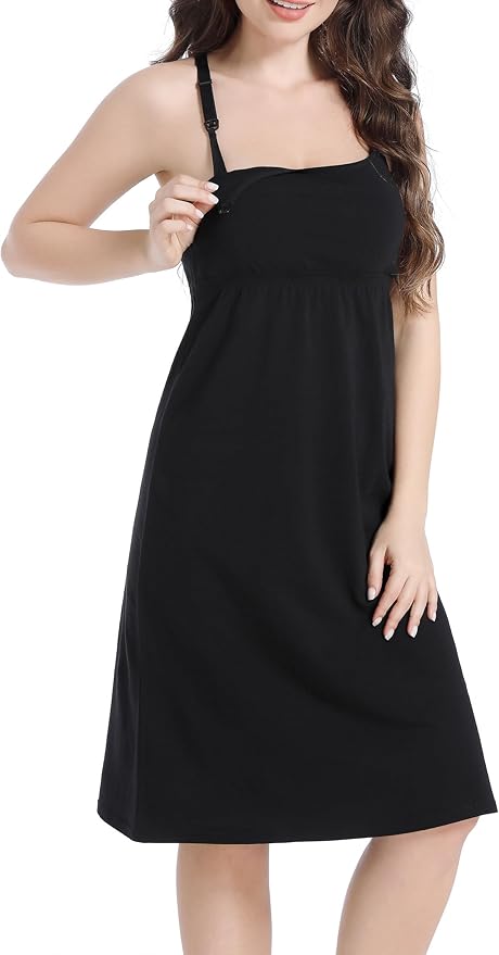 SUIEK 3-Pack Maternity Nursing Nightgown Cotton Breastfeeding Dress Pregnancy Tank Tops Sleepwear