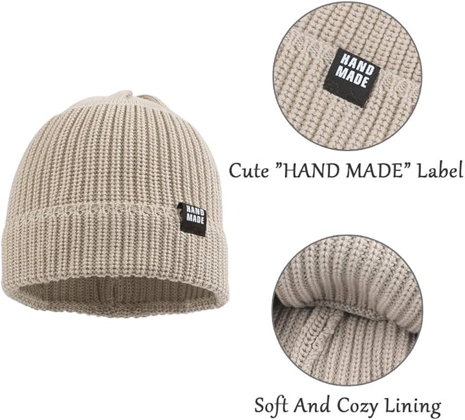 JANGANNSA Simple Knitted Baby Beanie Hip-Hop Boys Winter Hat Toddler Kids Bonnet for Girls 0-5Y