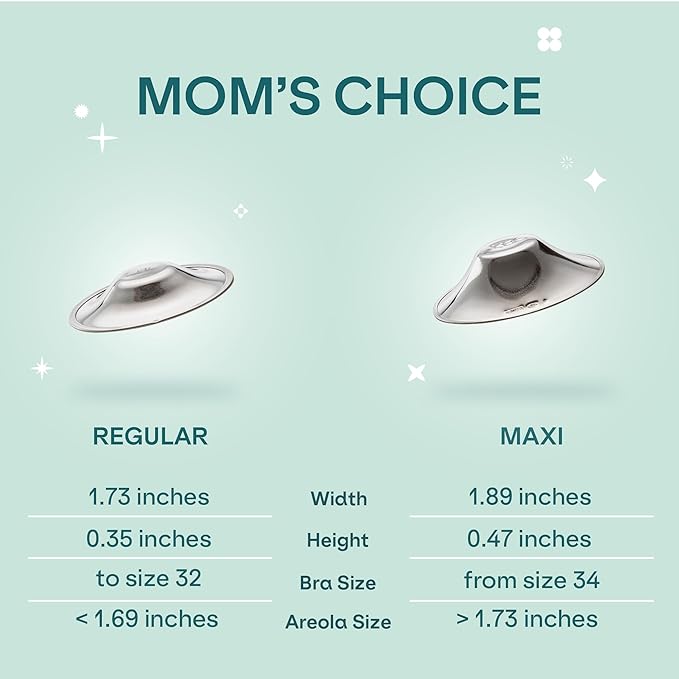 Koala Babycare The Original Nursing Cups 100% Silver – Nipple Shields for Nursing Newborn - Breastfeeding Essentials Protect and Soothe Cracked Nipples - Maxi Size