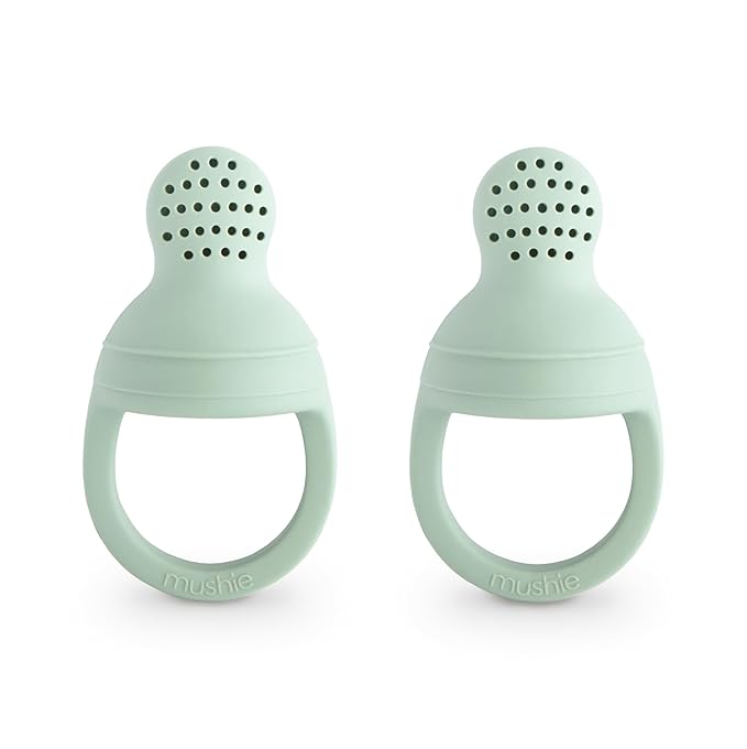 mushie Silicone Baby Fresh Fruit & Food Feeder Pacifier | 6 Months+ (Cambridge Blue)