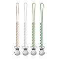 Pacifier Clip for Boys Girls - MORIBOX 4 Pack Paci Clip Soothie Baby Binky Holder for Shower Gift Birthday (Beige+White+Lgreen+Sage)