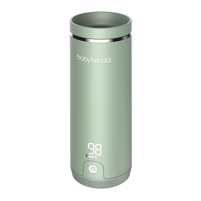 Baby Brezza Portable Warmer – 67% Faster Baby Bottle Warming - Travel Breastmilk and Formula Warmer - Safe, Even Heating - Up to 9oz - No Adapters, Green