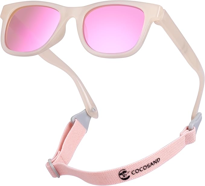 COCOSAND Flexible Baby Sunglasses with Strap Polarized UV Protection for Toddler Infant Newborn Boy Girl Age 0-24 Months