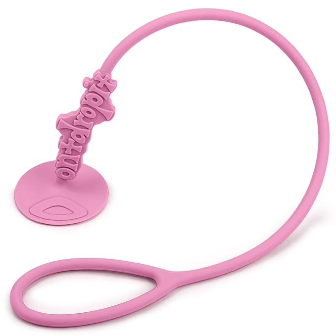 Don't Drop It ® Silicone Suction Cup Strap Tether - Keep Cups, Bottles, Toys, and More from Hitting The Floor - Easily Attaches to Smooth Sufaces on High Chairs, Tables, Bouncers, Walker Trays, etc.
