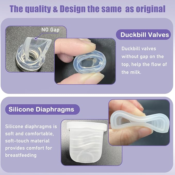 6pcs Duckbill Valves and 2pcs Silicone Diaphragms Compatible with Lansinoh Discreet Duo, eufy E10 S1 S1 Pro,NCVI Nuliie NICEGREEN Life S32 Breast Pump Replacement Parts, S32 Breast Pump Accessories