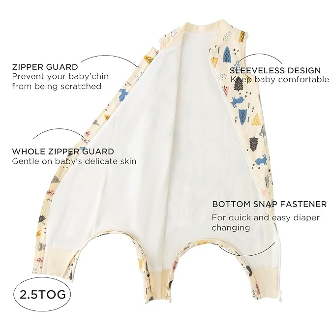 Duomiaomiao 2.5 TOG Toddler Sleep Sack 6-12 Months 100% Cotton Winter Side Open Zipper Baby Sleep Sack with Feet, Warm Toddler Wearable Blanket