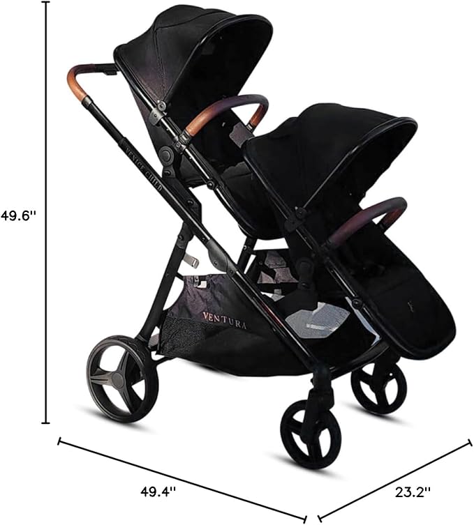 Venice Child Midnight Ventura Single to Double Sit-and-Stand Stroller & 2nd Toddler Seat (Package # 3)