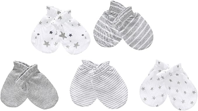 Baby Hat and Mittens Set Newborn Baby Hats Caps for Baby Boys Girls 0-6 Months 100% Cotton