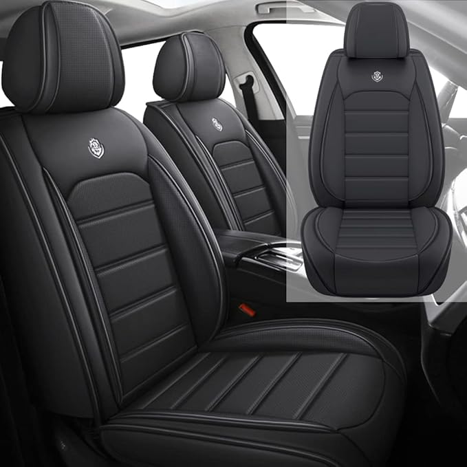 Leather Seat Cover for Ford Edge 2010-2026,Waterproof Soft Seat Covers,Interior Accessories Seat Covers Cushion Vehicle Protector Airbag Compatible(Classic Black,2PCS Front)