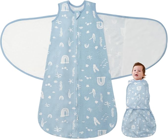 Baby Swaddle Sleep Sack, 1.0 Tog New-Parent-Friendly Swaddle for Newborns & infant 0-6 Months Baby Wearable Blanket Reduce Startle Reflex, Newborn Boys Girls Registry Essentials