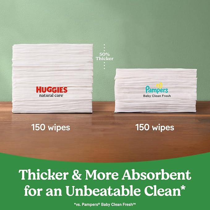 Huggies Natural Care Sensitive Baby Wipes, Unscented, Hypoallergenic, 6 Flip-Top Packs (288 Wipes Total)