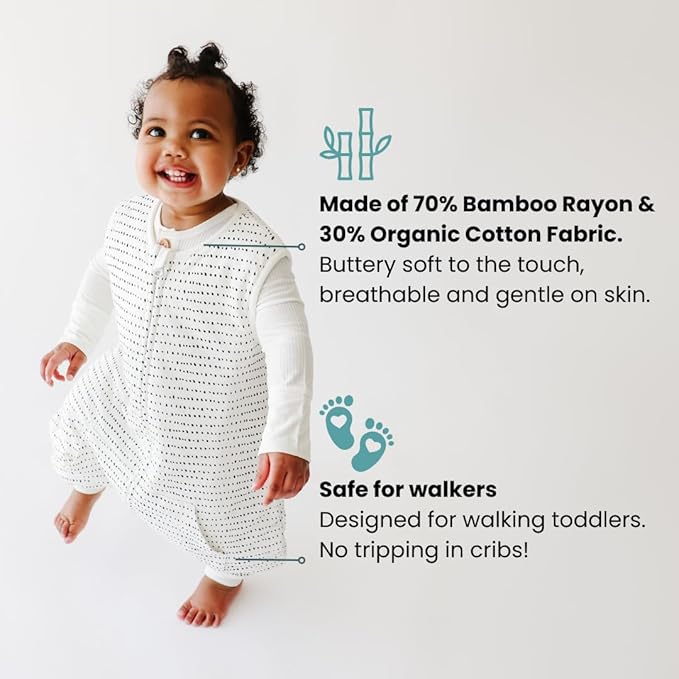 Tealbee Dreamsuit Toddler Sleep Sack with Feet – Walker Sleep Bag with Legs, Rayon made from Bamboo, Winter 1.5 TOG, 2-Way Zipper, 3T-4T - Brushed Black