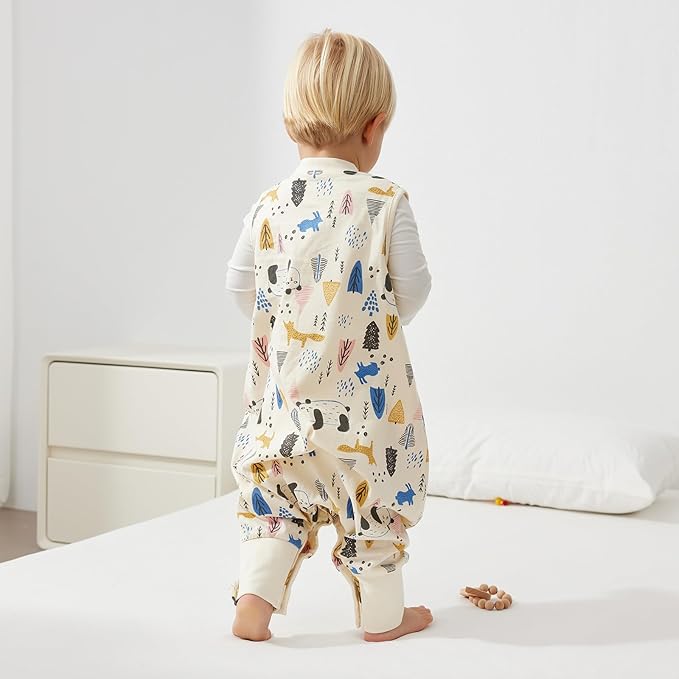 Duomiaomiao 0.5 TOG Toddler Sleep Sack 12-24 Months 100% Cotton Lightweight Baby Sleep Sack with Feet, Breathable Comfy Toddler Wearable Blanket