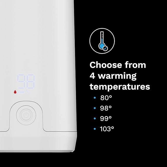 Baby Brezza Portable Warmer – 67% Faster Baby Bottle Warming - Travel Breastmilk and Formula Warmer - Safe, Even Heating - Up to 9oz - No Adapters, White