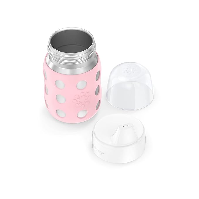 Lifefactory 8-Ounce Stainless-Steel Vacuum-Insulated Wide-Neck Baby Bottle with Hard Sippy, Desert Rose (LS2221WDR4)