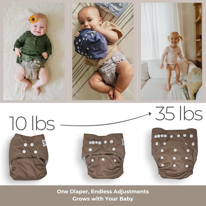 Nora's Nursery Cloth Diapers 7 Pack with 7 Inserts & 1 Wet Bag - Waterproof Cover, Washable, Reusable & One Size Adjustable Pocket Diapers for Newborns and Toddlers - Modern Blooms