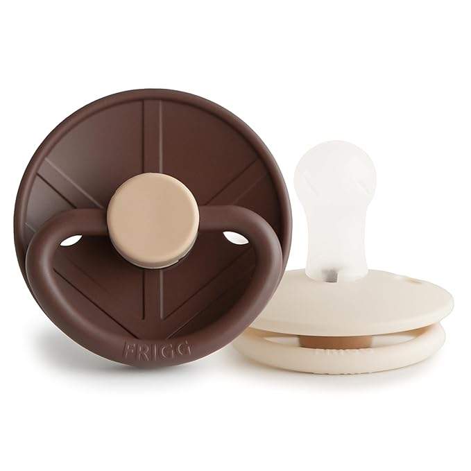 FRIGG Little Viking SilkySoft Silicone Baby Pacifier 2-Pack | Made in Denmark | BPA-Free (Cocoa/Cream, 0-6 Months)