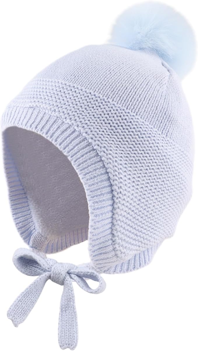 JANGANNSA Basic Winter Baby Boys Beanie Pompom Knitted Girls Hat Kids Earflap Beanies Warm Infant Toddler Hats