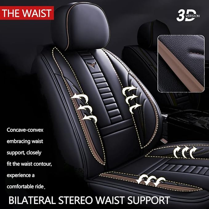 Full Set of Universal Fit Automotive Seat Covers fit for Suzuki 1999-2025 95% Models, PU Leather Automobile Interior Sets with Headrest & Back Pillow Black & Coffee Line