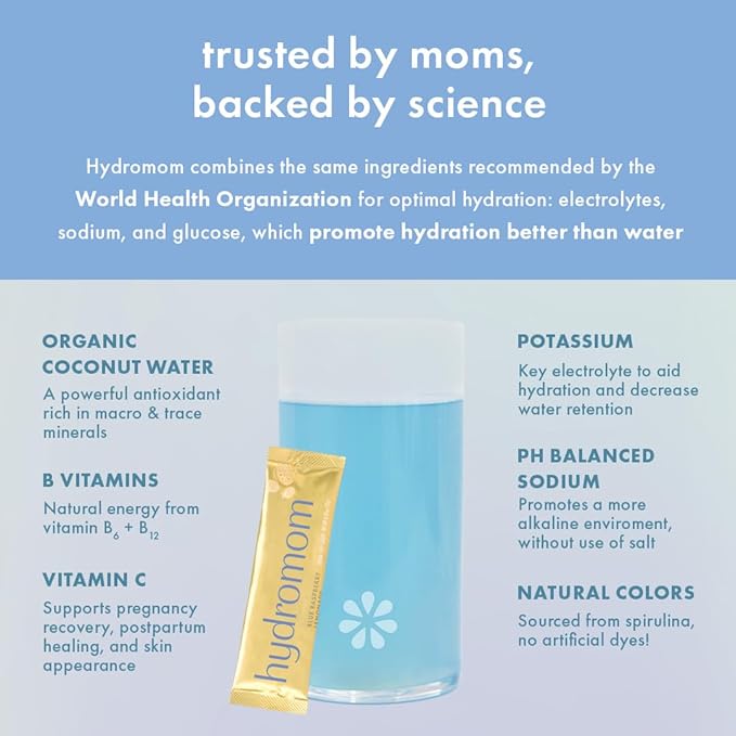 Boobie Hydromom Superfood Electrolyte Drink Mix, Strawberry Kiwi + Blue Raspberry Lemonade | Refreshing Energy, Hydration Boost | On-The-Go Travel Essential for Pregnancy, Lactation, & Beyond - 2 Pack