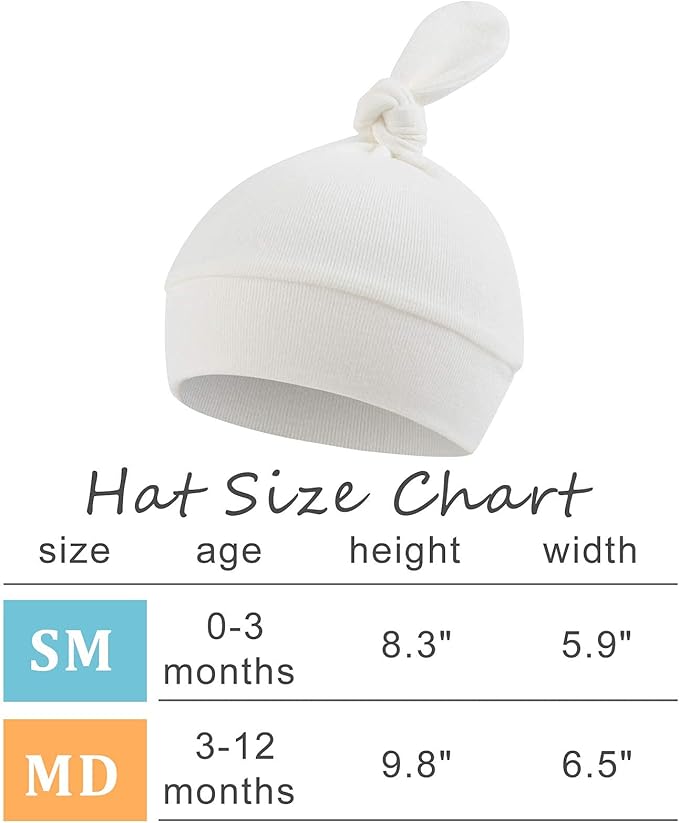 JANGANNSA Newborn Baby Hat Infant Baby Boys Beanie Top Knot Stretchy Hats for Girls 100% Organic Cotton