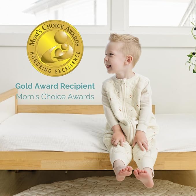 Tealbee Dreamsuit Toddler Sleep Sack with Feet – Walker Sleep Bag with Legs, Rayon made from Bamboo, All Season 1.2 TOG, 2-Way Zipper, 12m-2T - Moons&Stars