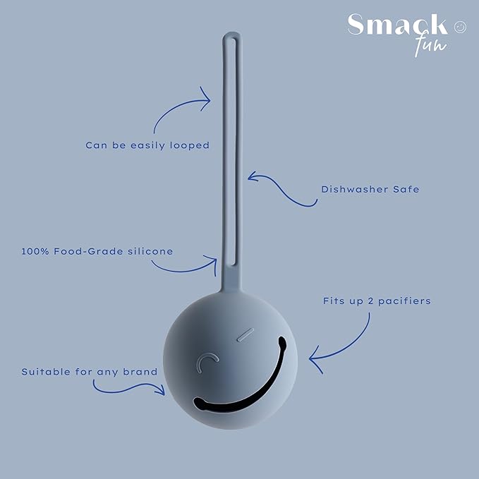 Smack Fun | Silicone Pacifier Holder Case | Pacifier case for diaper bag | Safe & Soft Material | Stain Resistant - Diaper Bag Essentials (Tradewinds)