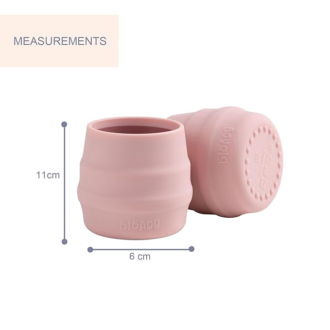 BIBaDO - Sippit Silicone Baby Cup, Blush (2-Pack) - Open Training Silicone Cups - Soft, Non Slip Grip, Weighted Base - Durable, Dishwasher Safe, BPA Free - Toddler Cups - Baby Essentials - 6 Months+