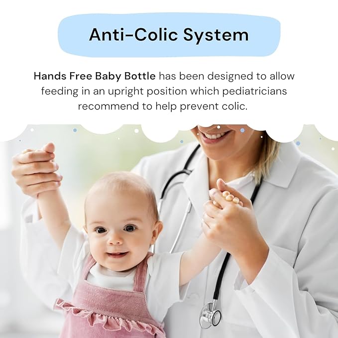 Hands-Free Baby Bottle - Anti-Colic Nursing System 9 oz Baby Bottle with Fast Flow Nipple/Teat 3m+ Infant with Tube Straw Feeding System for Toddler (1 Pack - Classic)