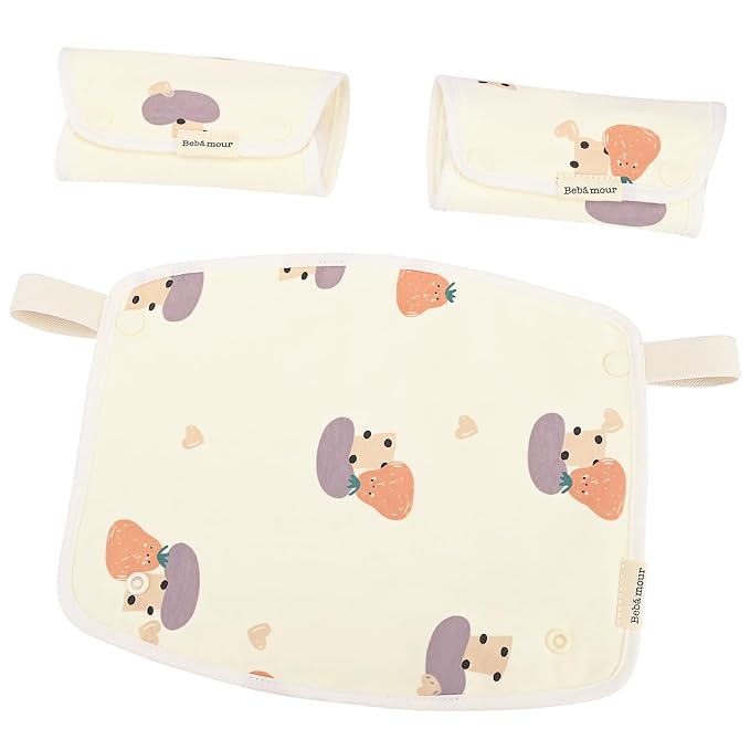 Bebamour Drool and Teething Reversible Cotton Pad White Drool Bib For Boys & Girls (Mushroom)