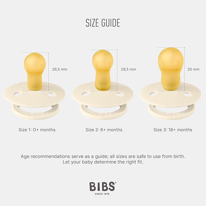 BIBS Studio Soother 2-Pack, BPA Free Dummy Pacifier, Round Nipple. Natural Rubber Latex, Made in Denmark, Size 1 (0-6 Months), Sage/Pale Butter