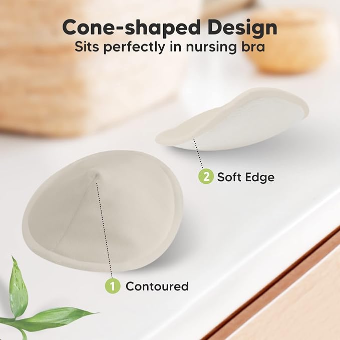 Organic Nursing Pads - 14 Washable Viscose Derived from Bamboo Breastfeeding Pads, Wash Bag, Reusable Breast Pads for Breastfeeding, Nipple Pads for Breastfeeding Essentials(Neutrals, M 3.9")
