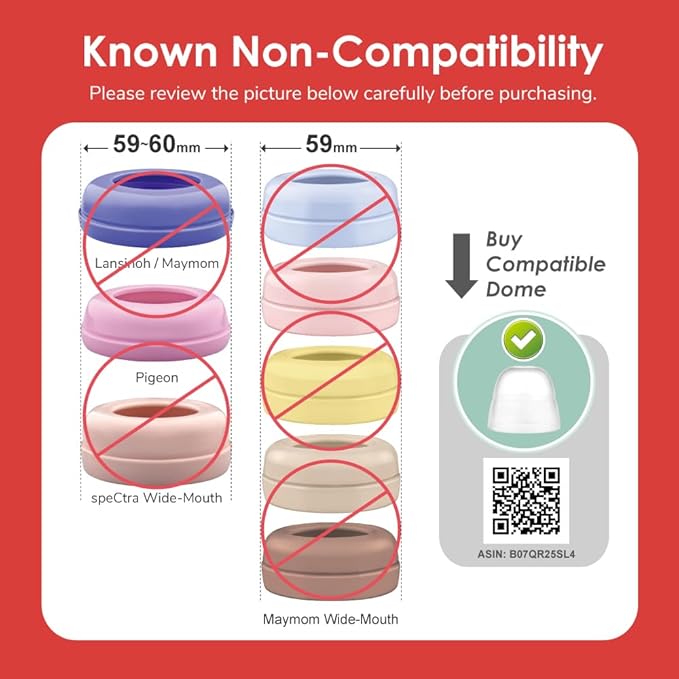 Maymom Dome Caps Compatible with Avent Natural PP Bottles or Natural Glass Bottles; Not for Classic Dome; Not Original Avent Replacement Parts