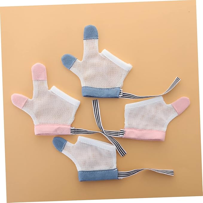 Teething Gloves Breathable Half-Finger Mitten for Anti-Scratch Comfortable Design Easy to Clean for Teething Relief