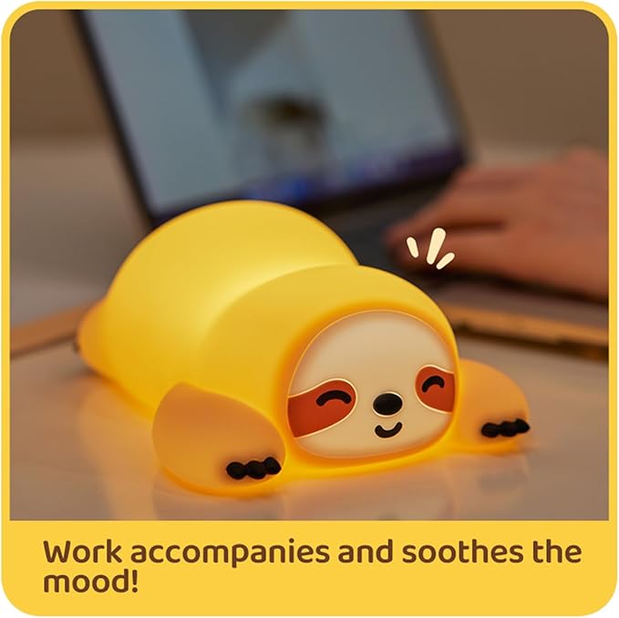 DREAMING MY DREAM Squishy Sloth Night Light,LED Novelty Animal Nightlight,3 Levels Dimmable,30Min Timer Nursery Nightlight for Kids, Bedroom Baby Boys Girls Gifts