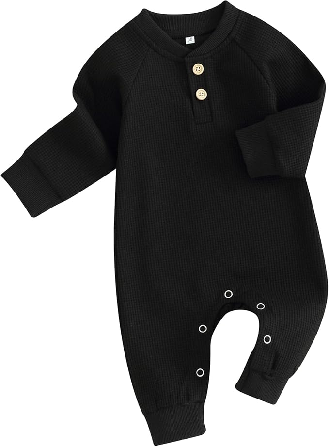 Kuriozud Newborn Infant Unisex Baby Boy Girl Clothes Button Romper Jumpsuit Basic One Piece Outfits