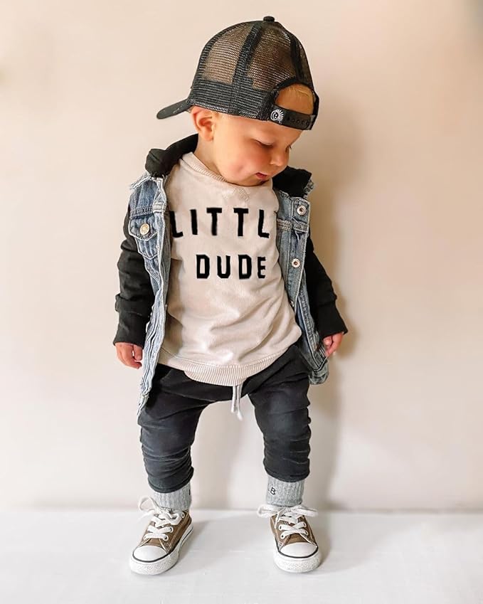Toddler Baby Boy Clothes Solid Color Long Sleeve Crewneck Sweatshirt Top Casual Pants Set 2Pcs Fall Winter Outfits